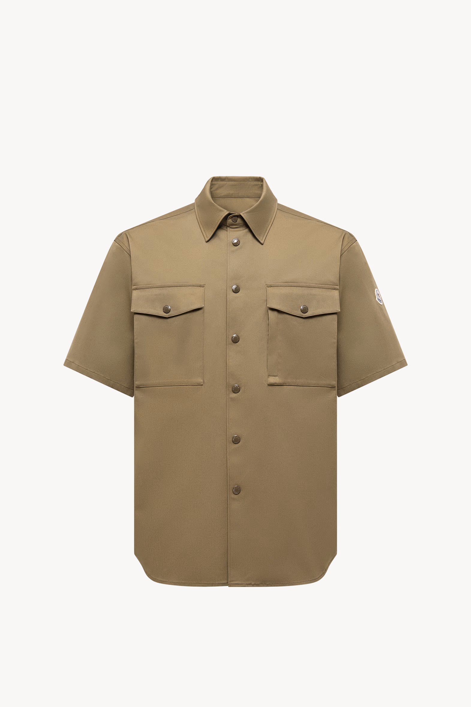 Cotton Gabardine Short Sleeve Shirt Men Olive Green Moncler 2